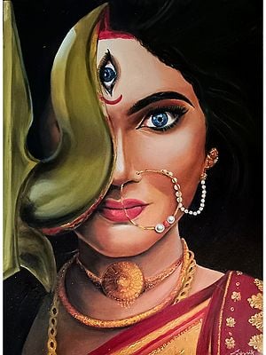 Maa Durga Oil Painting on Canvas | Artwork by Souvik Hazra