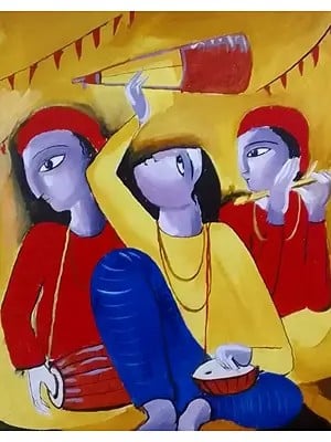 An Encounter with The Baul | Acrylic on Canvas | By Chakradhar Mahato