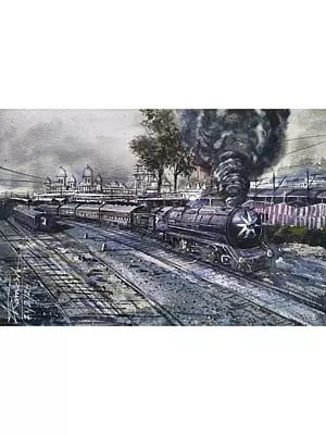 Steam Engine Train | Watercolor On Fabriano Paper | By Ramesh Sharma