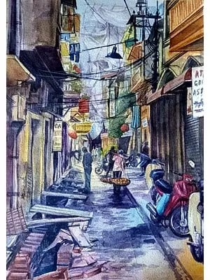 Small Street | Watercolor On Fabriano Paper | By Ramesh Sharma