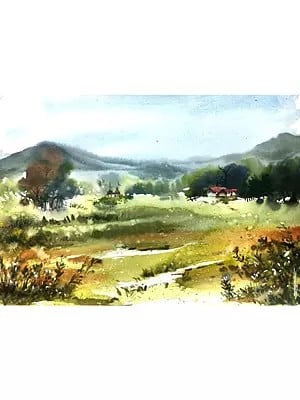 Nature Of Village | Watercolor On Fabriano Paper | By Ramesh Sharma