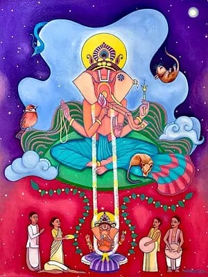 Ganesha - Divine Reverie | Oil On Canvas | By Sneha Arjun