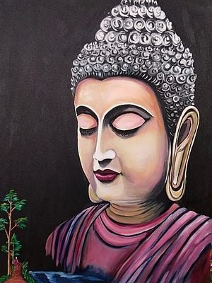 The Divine Buddha With Devotee | Oil And Acrylic On Canvas | By Devidas Bagade