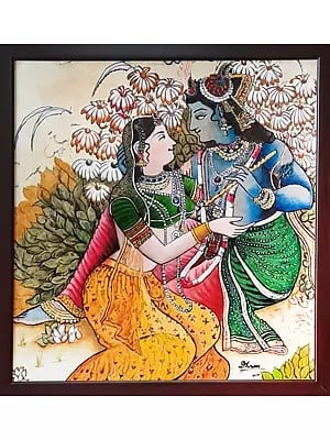 Divine Radha And Krishna | With Frame | Oil On Canvas | By Dharmesh Yadav