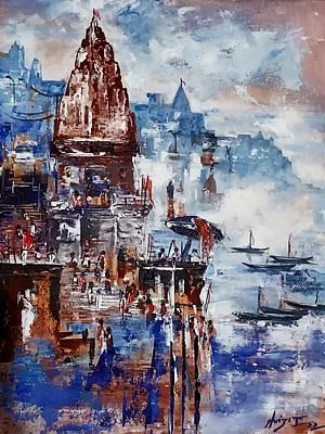 Floating Ghat Of Banaras | Acrylic On Canvas | By Abhi Biswas