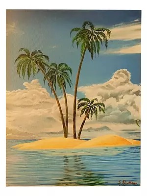 Sand, Sea and Palm | Oil on Canvas | By Sandeep Singh Randhawa