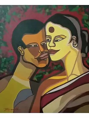 Lovely Couple | Acrylic On Canvas | By Prabir Chatterjee