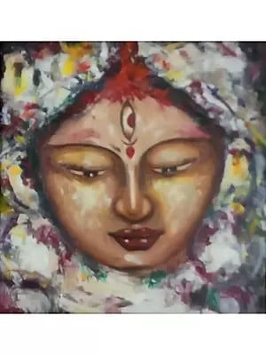 Trinetra Durga | Acrylic On Canvas | By Prabir Chatterjee