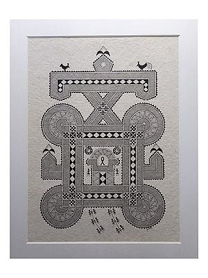 Tulasi Katte Chittara | Pen On Handmade Paper | By Nanditha