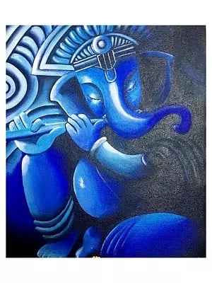Lord Ganesha Playing Flute | Acrylic on Canvas | By Jyoti Singh