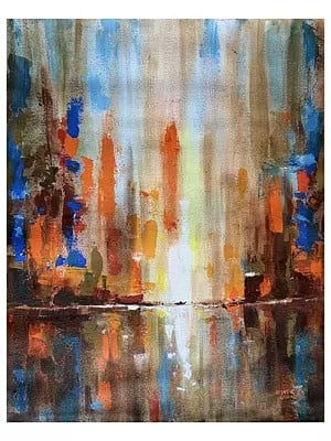 Colorful Abstract Waterfall | Acrylic On Canvas | By Kishore Kawad