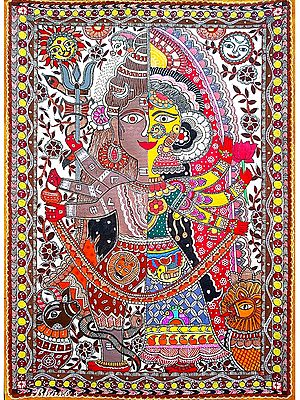 Ardhanarishwar - Lord Shiva | Acrylic On Handmade Paper | By Shrutee Bhave