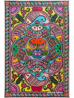 Circle Of Matsya Raas | Acrylic On Handmade Paper | By Shrutee Bhave