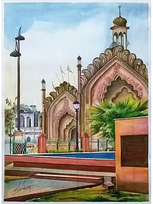 Rumi Gate Of Lucknow | Watercolor On Sheet | By Rizvi Hasan Ansari