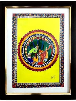 Fish And Peacock Bond | Without Frame | Handmade Paper | By Neena Kumari