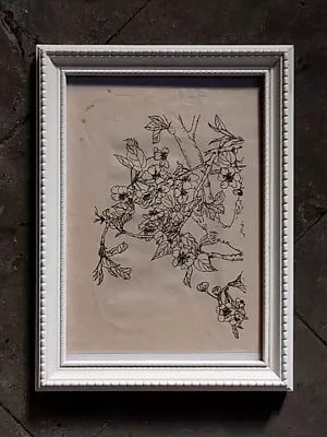 Blooming Fresh Flowers | With Frame | Pen On Paper | By Yogita Makadia