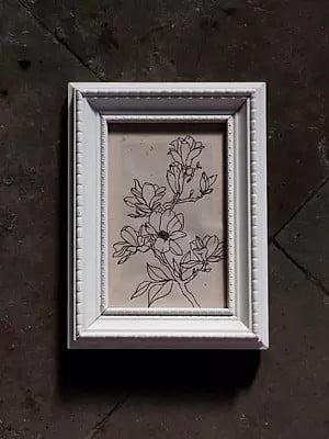 Attachment Of Flowers To Branches | With Frame | Pen On Paper | By Yogita Makadia