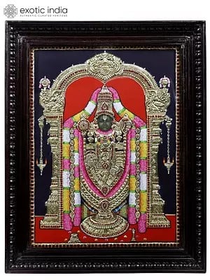 Tirupati Balaji (Venkateshvara) | 24 Karat Gold Work | Framed Tanjore Painting