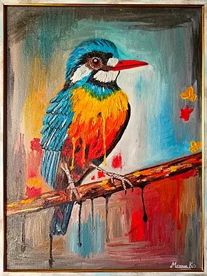 A Colorful Kingfisher | Oil On Canvas | By Meenu Kapoor