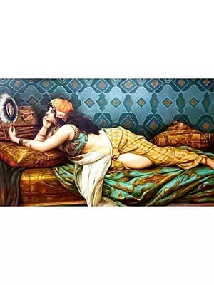 European Queen On Bed | Oil On Canvas | By Jai Prakash Verma