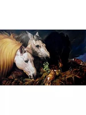 Eating Three Horse | Oil On Canvas | By Jai Prakash Verma