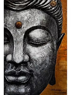 Half Buddha Face | Oil On Canvas | By Jai Prakash Verma
