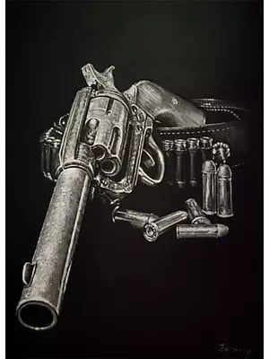 Gun And Bullets | Oil On Canvas | By Jai Prakash Verma