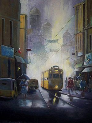 Rainy Market Scene | Acrylic On Canvas | By Dipu Das