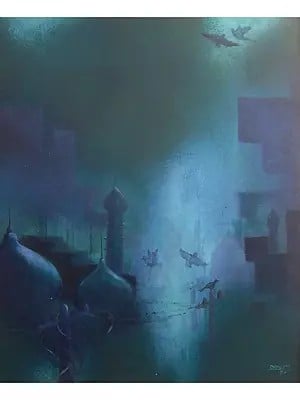 Dark Morning Of City | Acrylic On Canvas | By Dipu Das