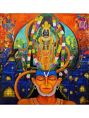 Ram Bhakt Hanuman  | Acrylic On Canvas | By Arjun Das