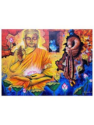 Devotion Of Buddha |  Acrylic On Canvas  | By Arjun Das