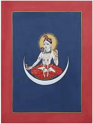 Lord Shiva on Crescent Moon | Watercolor on Paper