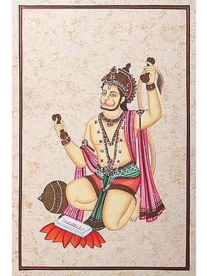 Lord Hanuman Singing Bhajans | Watercolor Painting