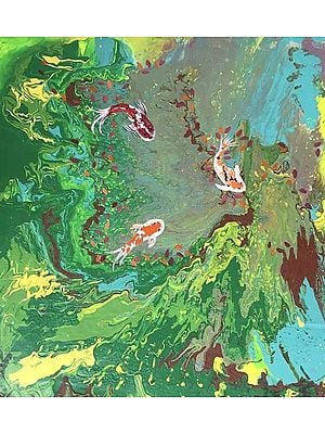 Koi Fishes | Acrylic Color Painting on Canvas | Shelja Garg