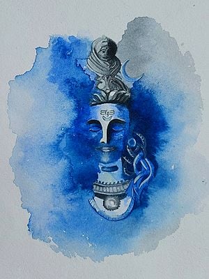 Blue Portrait of Lord Shiva | Water Color Transparent | Painting by Harshita Deogade