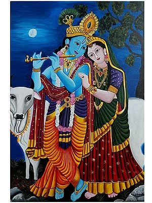 Divine Pair of Radha Krishna | Acrylic Painting on Canvas | Bhavya Murarka