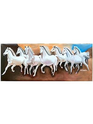 Seven Running Horses Oil Painting on Canvas | Bhavya Murarka