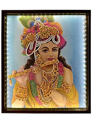 Bhagawan Krishna Playing Flute | Oil Painting on Canvas | With Frame | Bhavya Murarka