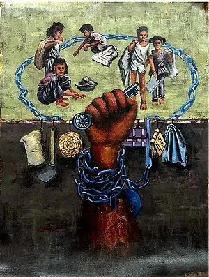 Exploitation of Children | Painting by Nisha Singh