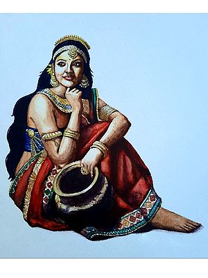 A Beautiful Indian Woman Holding a Matka | Painting by Noharika Deogade