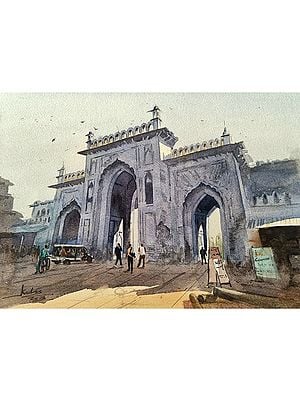 Imambara Chowk Lucknow | Water Color Painting | Kulwinder Singh