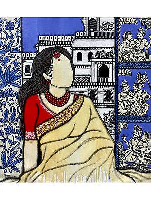 Sanyogita - Princess of Kannauj | Painting by Mrinal Dutt