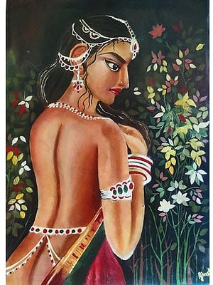 Backless Lady | Oil Color Painting on Paper | Poulavi Ghosh