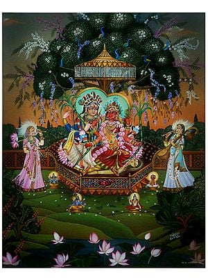Maha Tripurasundari with Kameshwar | Acrylic on Canvas | Painting by Giri Ratna Singh