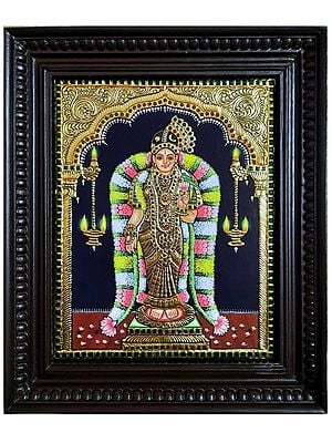 Goddess Andal | Prabhu Tanjore Painting | With Frame |