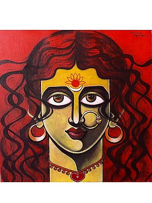 Maa Durga | Acrylic and Charcoal on Canvas | Ramana Peram