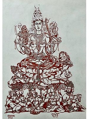Goddess Rajarajeshwari | Ink Sketch on A4 Cartridge Sheet | Anuj Shastrakar