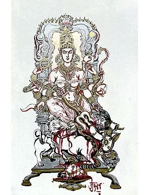 Goddess Bhawani | Ink Sketch | Anuj Shastrakar