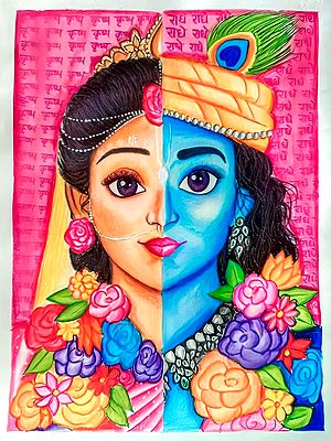 Painting of Radheshwar Krishna | Water and Pencil Color | Samata Ghosh