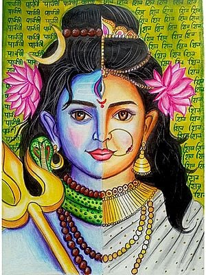 Painting of Shiv Shakti | Water and Pencil Color | Samata Ghosh